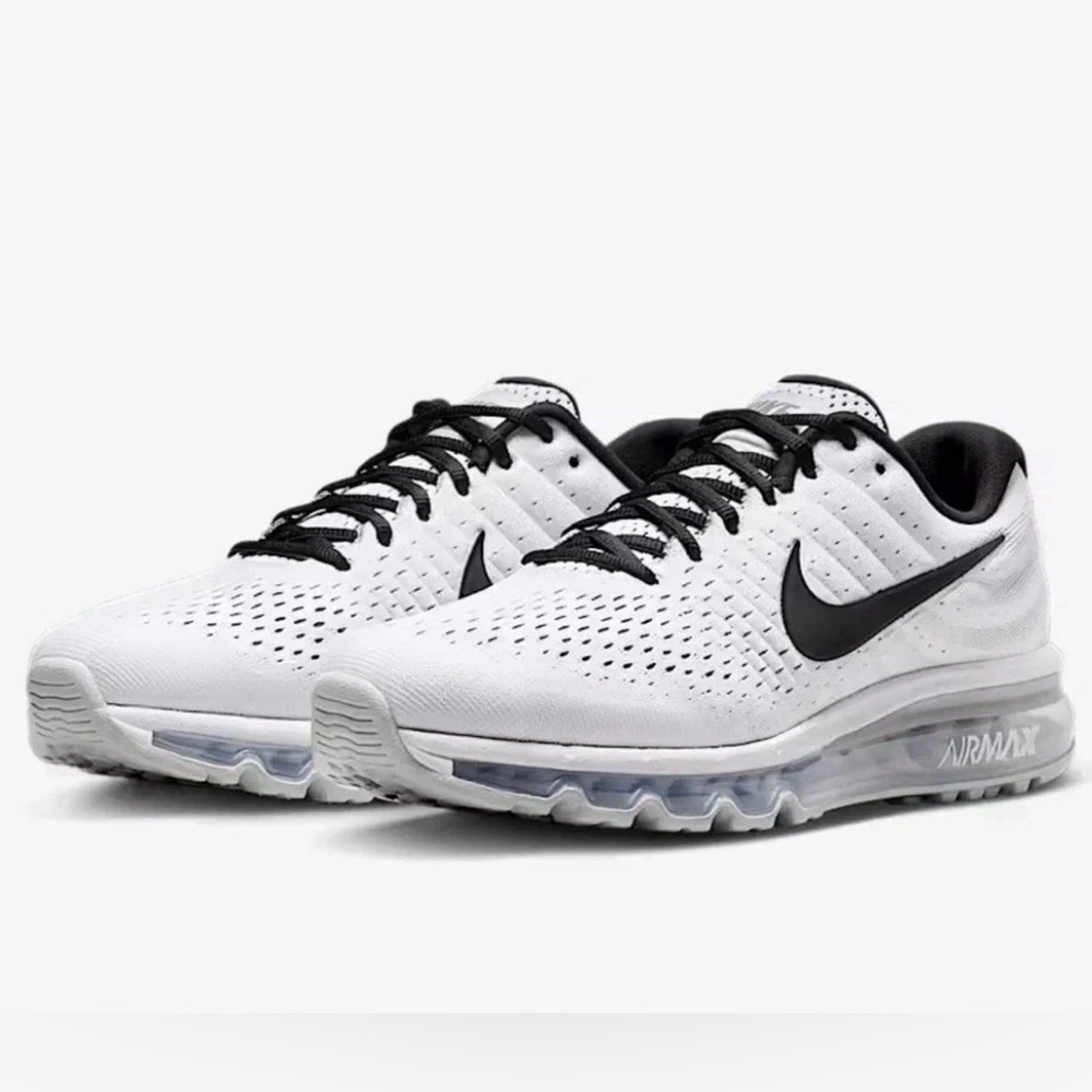 Nike White Pure Platinum Black Air Max Sneakers - Picture 1 of 12